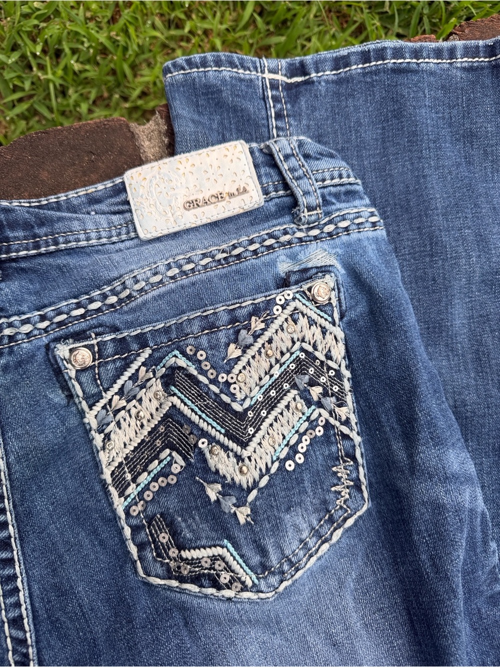 Grace in LA boot cut blue jeans size 34 - Picture 2 of 6